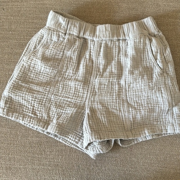 Madewell Easy Pull On Light Spun Cotton Gauze Gray Blue Shorts Pockets XS - Picture 2 of 8